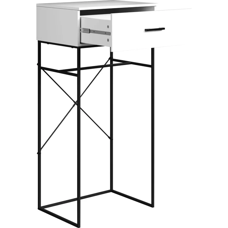 trendteam smart living - Strike - Beistelltisch - Weiß/Schwarz - Wohnzimmertisch auf robustem Metallgestell - (BxHxT) 60 x 132 x 48 cm - praktische Schublade – Bild 3