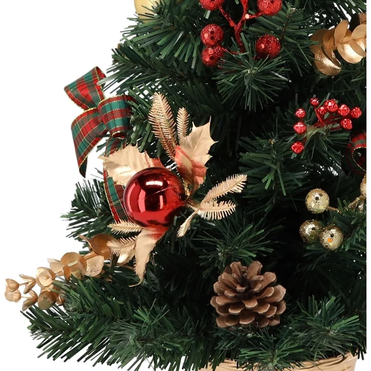 Sarcia. eu Künstlicher Weihnachtsbaum KLEIN künstlicher Weihnachtsbaum rot-gold im Topf geschmückt 50 cm – Bild 6