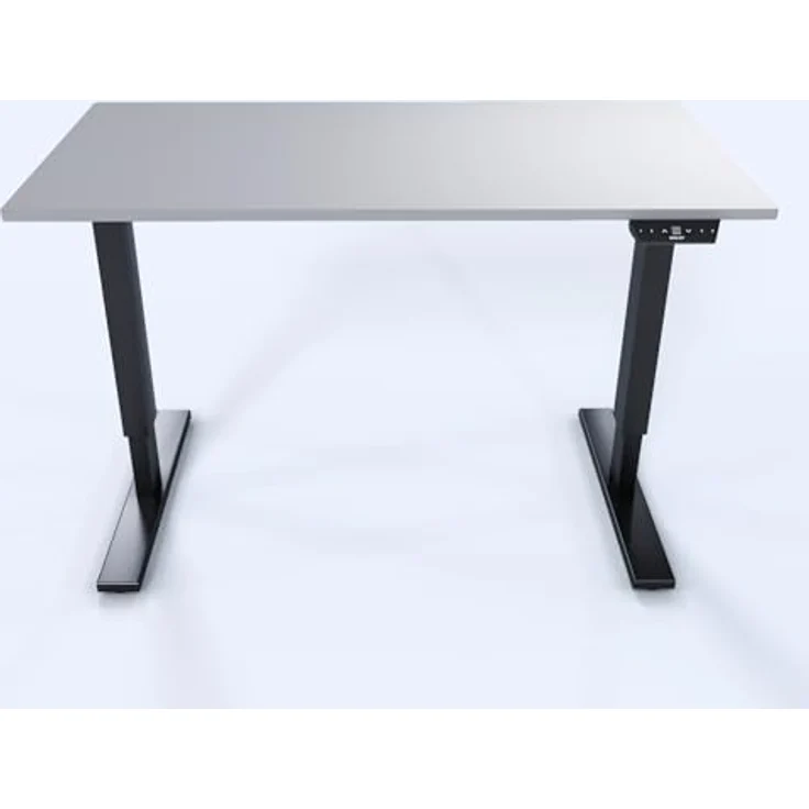 Bisley E-StarterTech, 2 Säulen, Maße Säule 45x75/50x80 mm, MFC Tischplatte, hochwertig und langlebig, Maße: H 25 x B 1400 x T 800 mm, Farbe: Gestell 333 schwarz Platte 007 lichtgrau – Bild 4