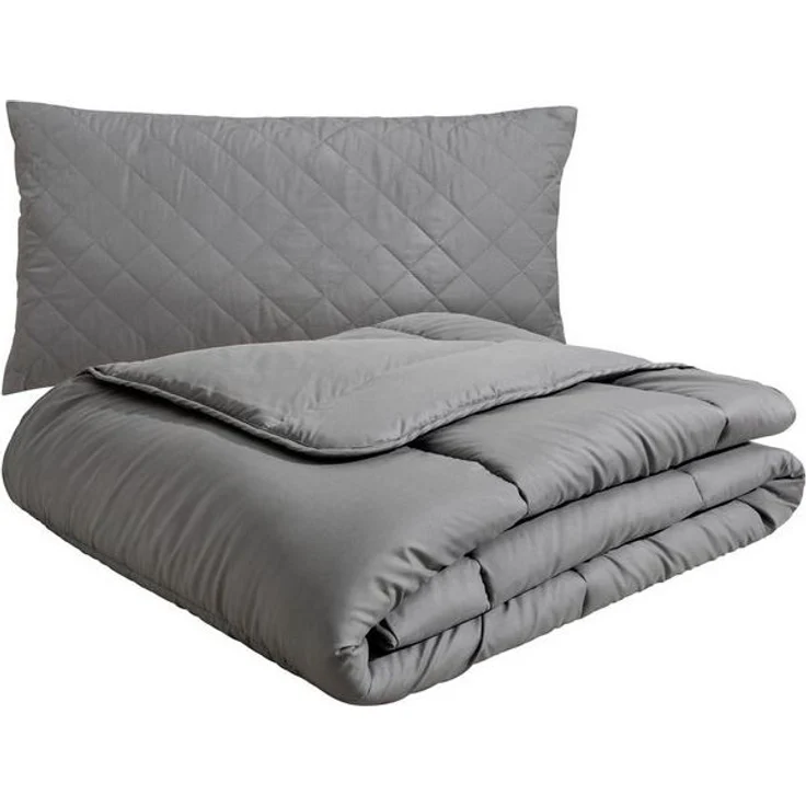OTTO home Microfaserbettdecke + Microfaserkissen Clarra Spar Set, Decke + Kissen 135x200, 155x200 cm & weitere Größen, Set mit Kissen 40x80 cm, 80x80 cm, Sommer, Herbst, Winter in grau – Bild 4