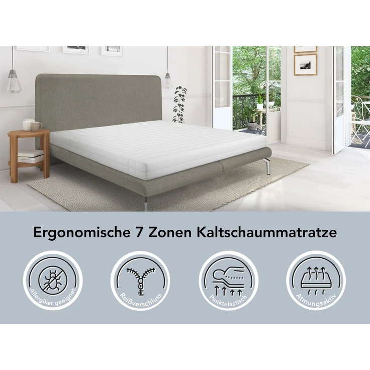 XDREAM Pure | Orthopädische 7-Zonen Kaltschaummatratze mit Öko-Tex Zertifikat | Rollmatratze | Made in EU | Härtegrad 3 (H3) |80x200 cm – Bild 2