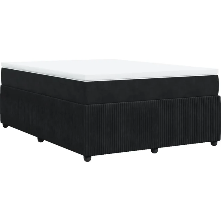 vidaXL Boxspringbett mit Matratze Schwarz 140x190 cm Samt 3285640 – Bild 9