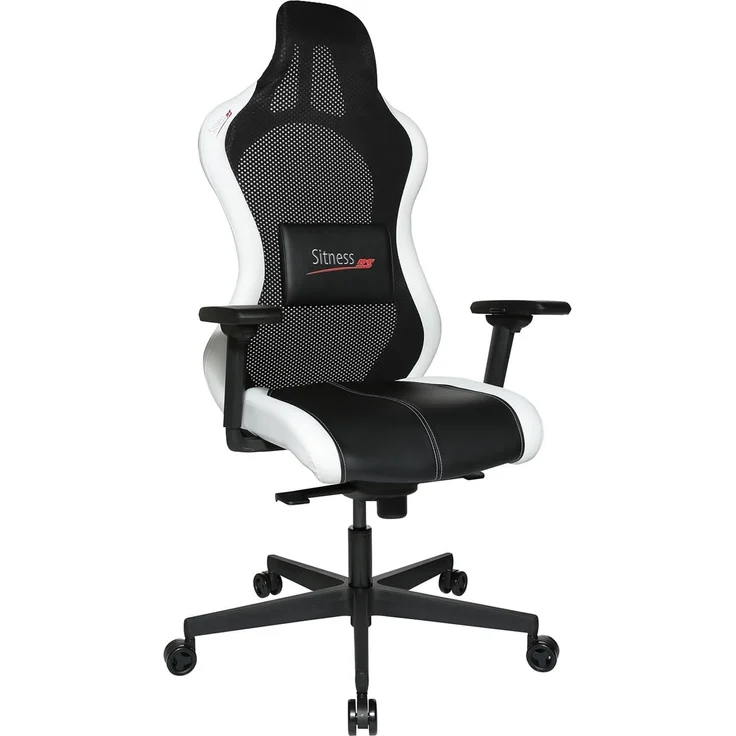 Topstar Bürostuhl Gamingstuhl Sitness RS Sport Plus Continental Kunstleder inkl. Armlehnen weiß/schwarz mit Lordosenkissen