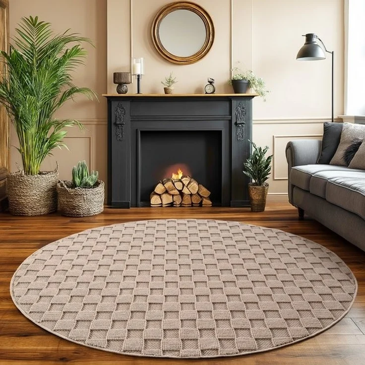 SIMPEX24 Designteppich Einfarbig Boucle Loop, Rund, Höhe: 7 mm, Teppich Wohnzimmer, Schlafzimmer, Gästezimmer – Bild 4