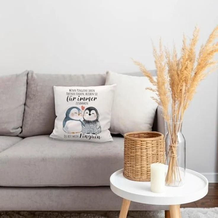 speecheese Dekokissen Pinguinpärchen Kuschelkissen mit Spruch Du bist mein Pinguin – Bild 7