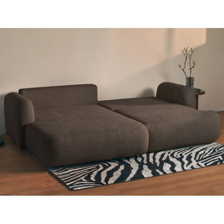 Selsey Tvoya Ecksofa mit Schlaffunktion, Ottomane links, Bouclé Braun – Bild 4