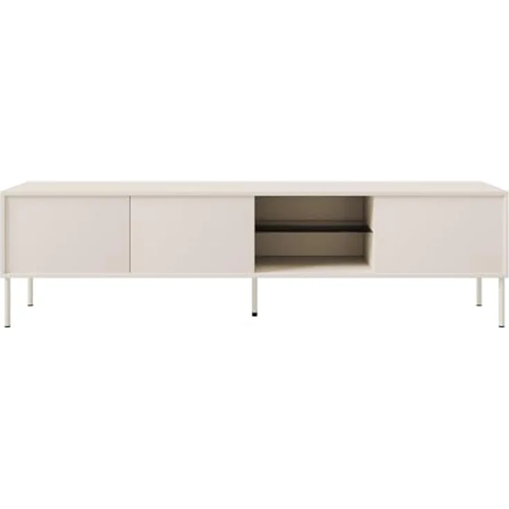 Selsey TV Lowboard 175 cm Rauchglasregal & LED Beleuchtung Modernes Design Matt Kaschmirgrau mit ABS-Kanten Push-to-Open Fronten Lowboard für Wohnzimmer Minimalistische Eleganz & Funktionalität – Bild 4