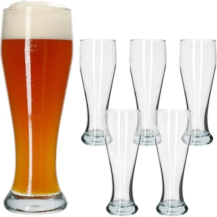MamboCat Bierglas MamboCat 6x Sepp Weizenbiergläser Set 0,5 L geeicht Klarglas Weißbier, Glas – Bild 1