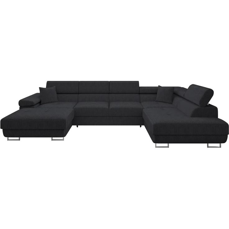 Ecksofa Torezio Bis Cord mit Bettkasten, Schlaffunktion und Einstellbare Kopfstützen (Farbe: Poso 135, Seite: Rechts) – Bild 2
