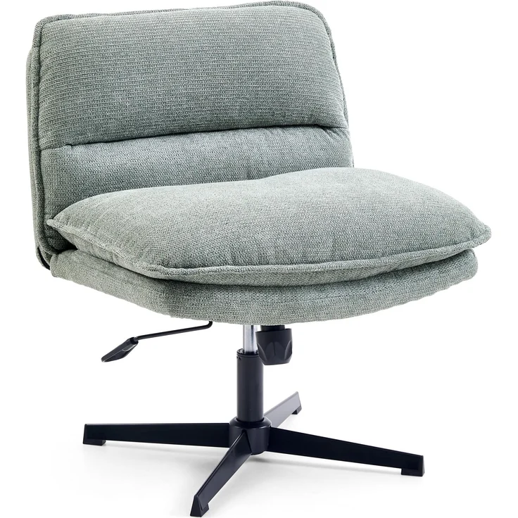 hjh LIVING Bürostuhl ohne Armlehnen, breiter Schneidersitz Stuhl mit gepolsterter Sitzfläche, ergonomischer Criss Cross Chair für Home Office, Wohnzimmer (Salbei Grün)