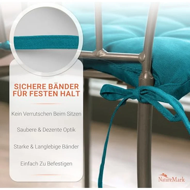 NatureMark Sitzkissen Sitzkissen 40 X 40 CM, Universal Sitzpolster Kissen, schadstoffgeprüft, Petrol – Bild 7