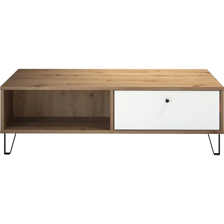 Couchtisch Touch in weiß matt und Eiche Artisan 110 cm