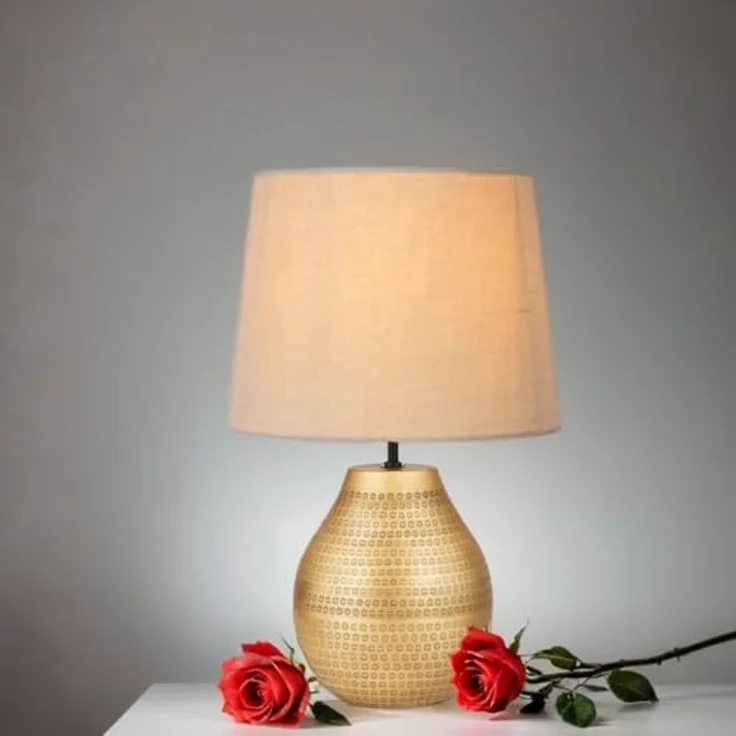 Marrakesch Orient & Mediterran Interior Nachttischlampe Tischlampenfuß Cameo Gold 20cm - orientalischer Lampensockel Metall, Handarbeit – Bild 4