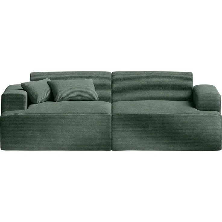 skølm 'Freki' Cloud Sofa 2 Sitzer, Vollschaumcouch mit Federkern und Vakuum-Kompression, kein Aufbau erforderlich, mit 2 Kissen, Cord dunkelgrün – Bild 9