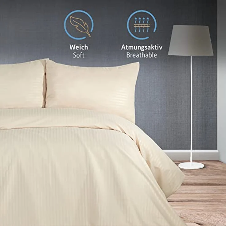 Komfortec Bettwäsche Deluxe, 2&3 Teilig, 140x200 cm, 155x220 cm, 200x200 cm oder 220x240 cm, 100 % Mikrofaser (120 g/m), 3 teilig, Bettwäsche-Sets mit Reißverschluss, Weich und Bügelfrei – Bild 4