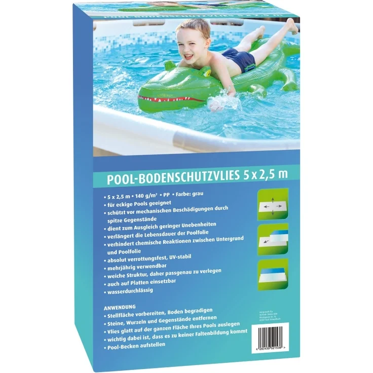 Pool-Bodenschutzvlies grau 5 x 2,5 m 140 g eckig