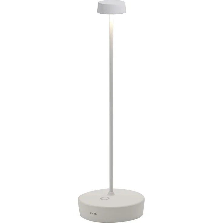 Zafferano, Swap Pro Lampe, Wiederaufladbare und Kabellose Tischlampe mit Touch Control, Geeignet für den Innen- und Außenbereich, Dimmer, 2700 K, Höhe 32,5 cm, Farbe Weiß