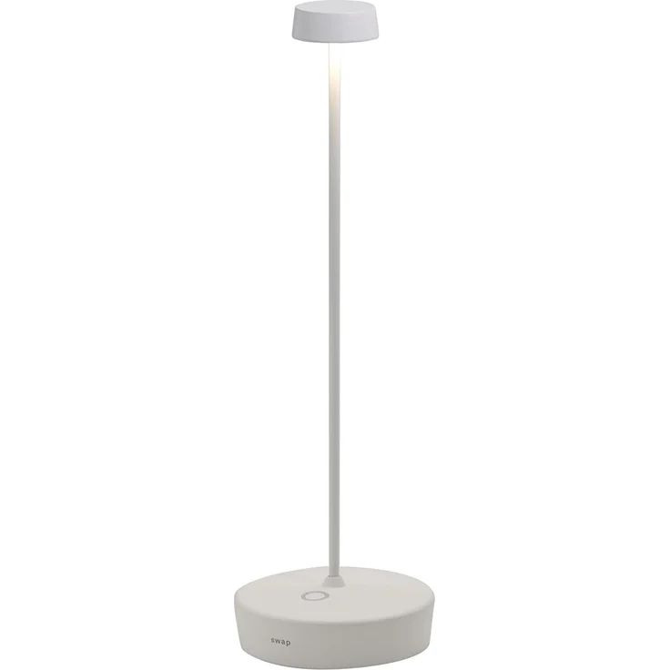 Zafferano, Swap Pro Lampe, Wiederaufladbare und Kabellose Tischlampe mit Touch Control, Geeignet für den Innen- und Außenbereich, Dimmer, 2700 K, Höhe 32,5 cm, Farbe Weiß