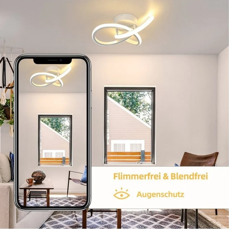 Nettlife LED Deckenleuchte Flurlampe Modern Küchenlampe Schwarz Weiß 3000K Wohnzimmer, Flimmfrei Blendfrei, LED fest integriert, Warmweiß, für Küche Flur Schlafzimmer – Bild 2