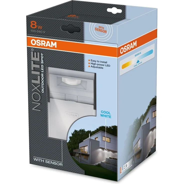 Osram LED-Spot, Noxlite, aussenenlampe, aussenenstrahler 60° schwenkbar und 70° kippbar, Bewegungsmelder, Daemmerungssensor, weiss kaltweiss - 6000K – Bild 3