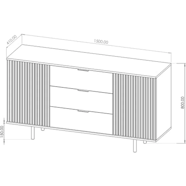 Lomadox Sideboard NADOR-132, 150cm breit, Kaschmir, goldfarbene Metallgriffe und -füße – Bild 3