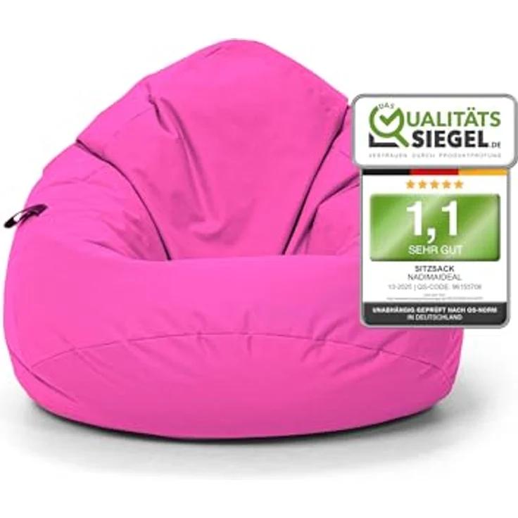 Nadimaideal Sitzsack Tropfenform Kastanie | Bodenkissen für Kinder & Erwachsene | Indoor & Outdoor | Gaming Sitzsack - Sitzkissen - Beanbag | Füllung EPS Perlen (Pink, XXL-Durchmesser 88 cm) – Bild 2