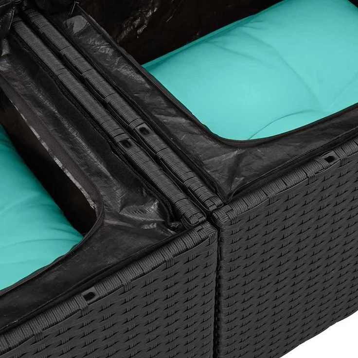 vidaXL Gartensofa-set mit Kissen 9 pcs Schwarz und Türkis Poly-Rattan 3354775 – Bild 9