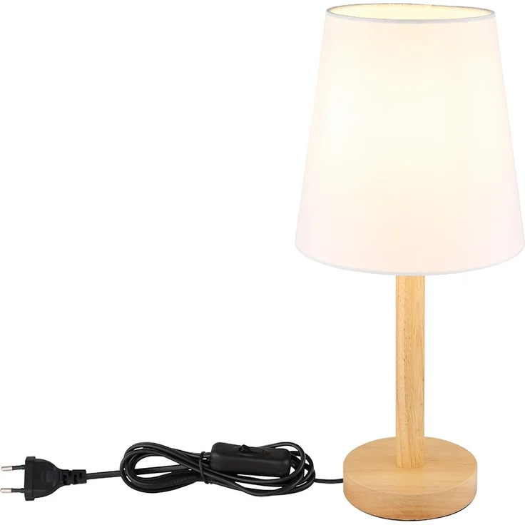 Tischleuchte, Holzoptik, weiß, Schalter, H 45 cm – Bild 6