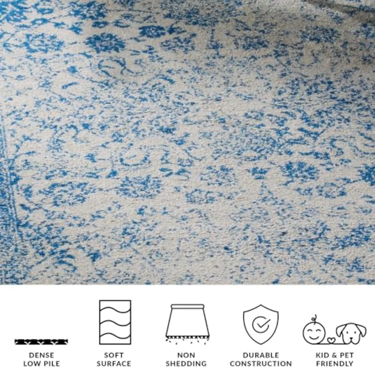 Safavieh Teppich 122x183 cm - Adirondack Collection - Transitional Design, Grau & Blau, Pflegeleichte Synthetikmischung, Ideal für Wohnzimmer, Schlafzimmer, Büro – Bild 6
