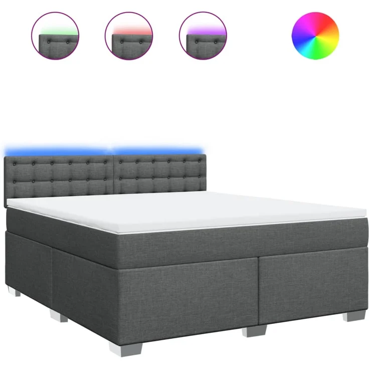 vidaXL Boxspringbett mit Matratze Dunkelgrau 180x200 cm Stoff 3288282 – Bild 2