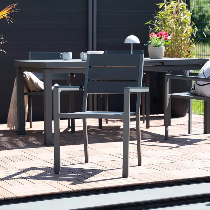 Home Deluxe Gartenstuhl MADERA - Hellgrau / Anthrazit, Aluminium, 56,6 x85 x57,5 cm – Bild 1