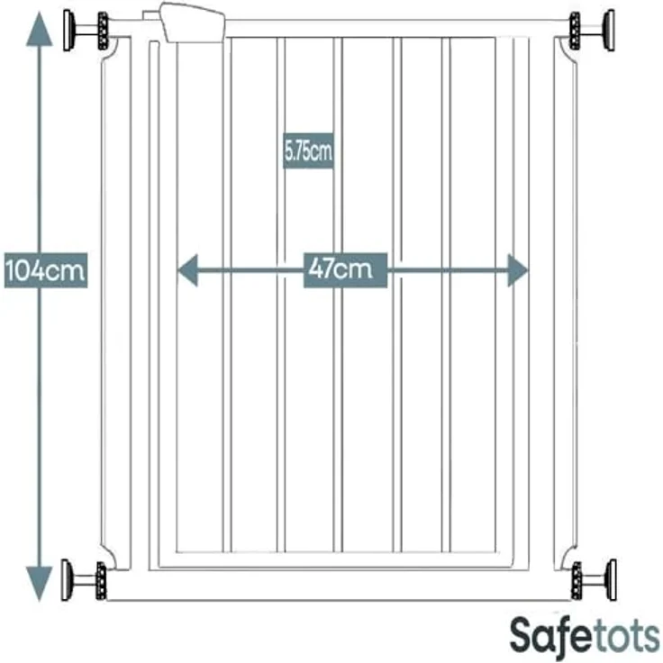 Bettacare Extra hoher Sicherheitsgitter für Kinder und Hunde, 75cm - 83cm, Schiefergrau, Extra hohes Babygitter von 104cm Höhe, Druckmontage-Sicherheitsgitter für Treppen – Bild 4