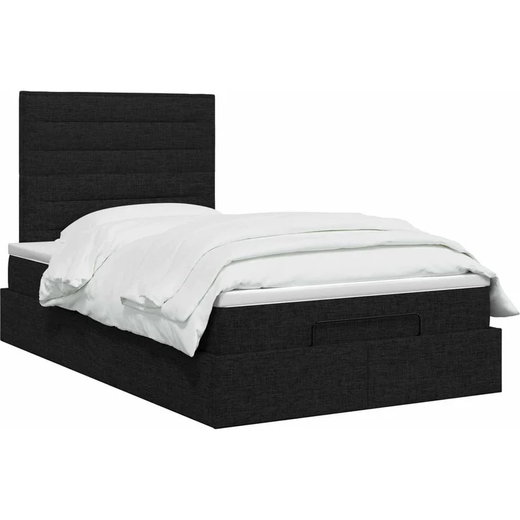 vidaXL Ottoman-Bett mit Matratze und LED Schwarz 120 x 200 cm Stoff 3457981 – Bild 3