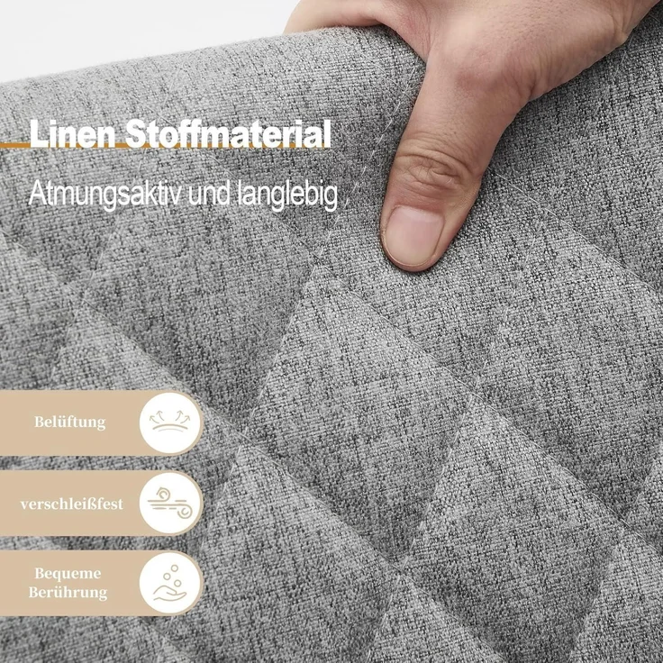 Esszimmerstühle 6er Set Leinen mit Armlehnen Metallbeine Grau – Bild 7