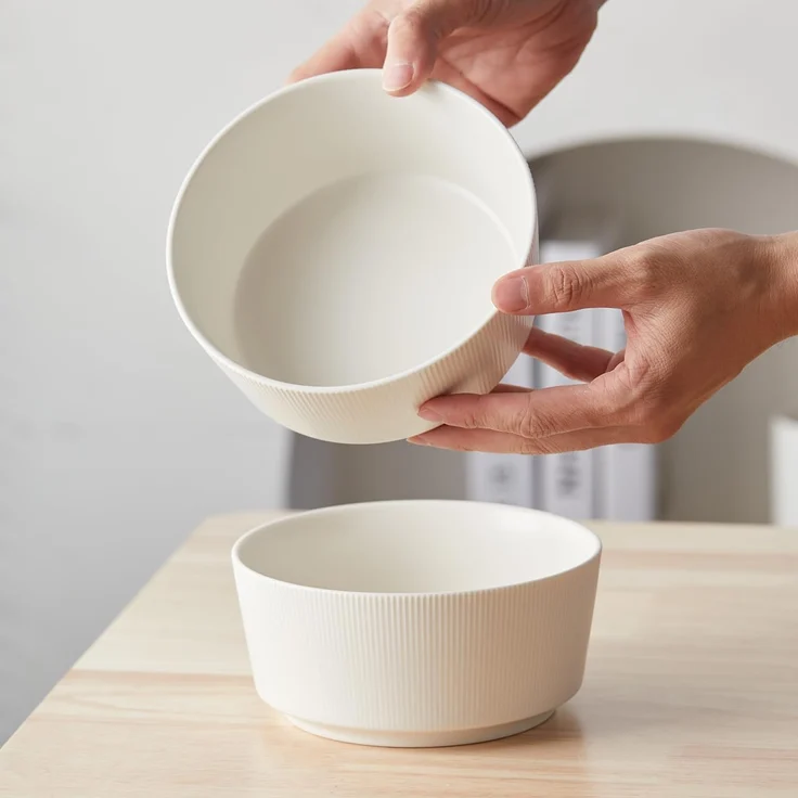 JIWOO Schüssel 4er Ø15.2cm, Müslischüssel Suppenschüssel Salatschüssel Dessertschale, Keramik, (Schüsselset, 4-tlg), Hochwertiges Schüsseln Weiß Mikrowellen spülmaschinenfest Ø15,2cm – Bild 8