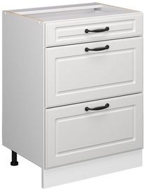 Küchenunterschrank R-Line Weiß Landhaus 60 cm mit Schubladen