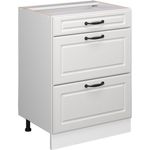 Küchenunterschrank R-Line Weiß Landhaus 60 cm mit Schubladen, ohne Arbeitsplatte Vicco