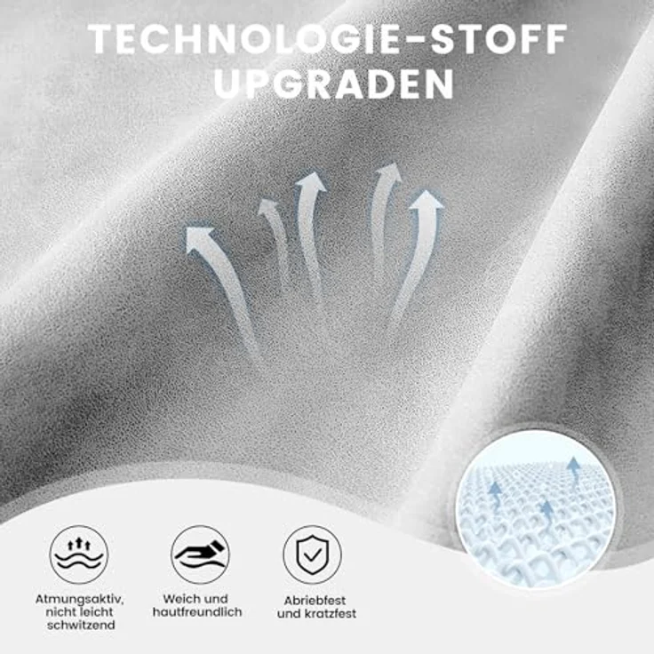 GTPLAYER Gaming Stuhl Stoff, Gaming Sessel mit Taschenfederkissen, ergonomischer Drehstuhl, Gamer Stuhl mit Fußstütze150 kg Belastbarkeit, grau – Bild 7