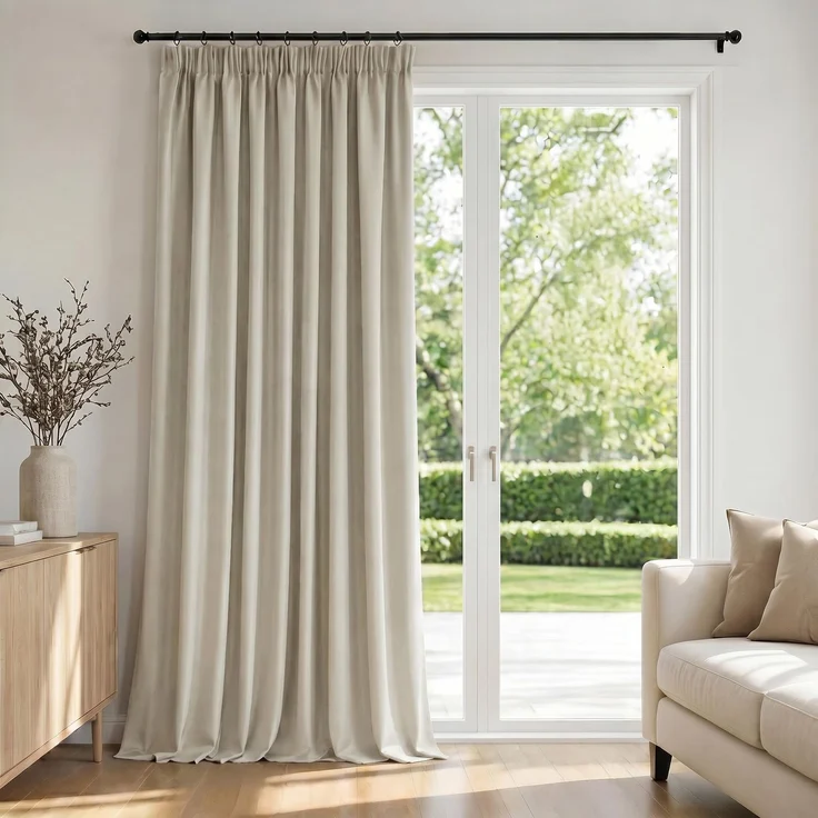 Deconovo Gardinen Kräuselband für Schienensystem Thermovorhang Deko Ecru | 1er Set, H 145 x B 140 cm, Blackout Curtain, Schlafzimmer Gardinen, Vorhänge Kurz, für Schienensystem, Schallschutz Vorhang