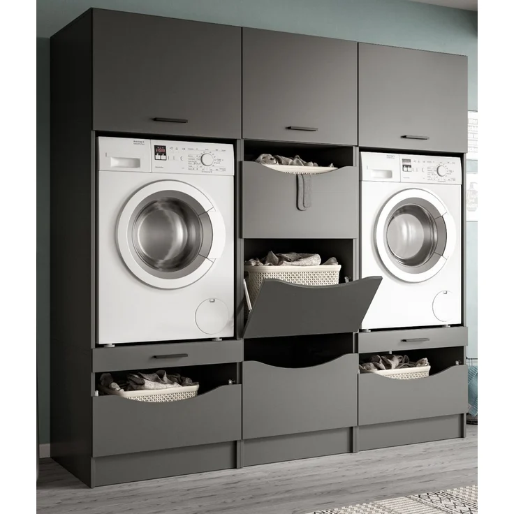 Waschmaschinenumbau Set Flexy in grau 192 x 196 cm – Bild 5