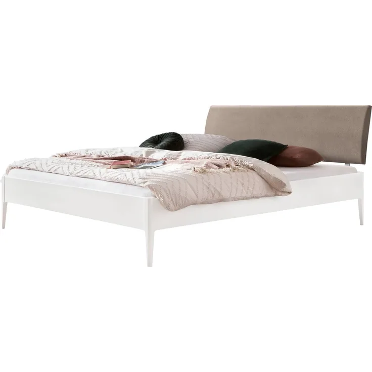 Hasena Polsterbett Sestola Weiß mit gepolstertem Kopfteil 140x200 cm, Fußhöhe 20 cm MDF weiss deckend – Lounge