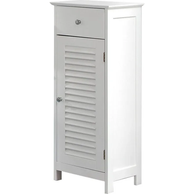 Saphir Unterschrank Quickset 928 Badschrank mit 1 Tür, 1 Schublade, 1 Einlegeboden, Weiß Badezimmer-Unterschrank 32 cm breit, Knopfgriffe, Landhaus-Stil