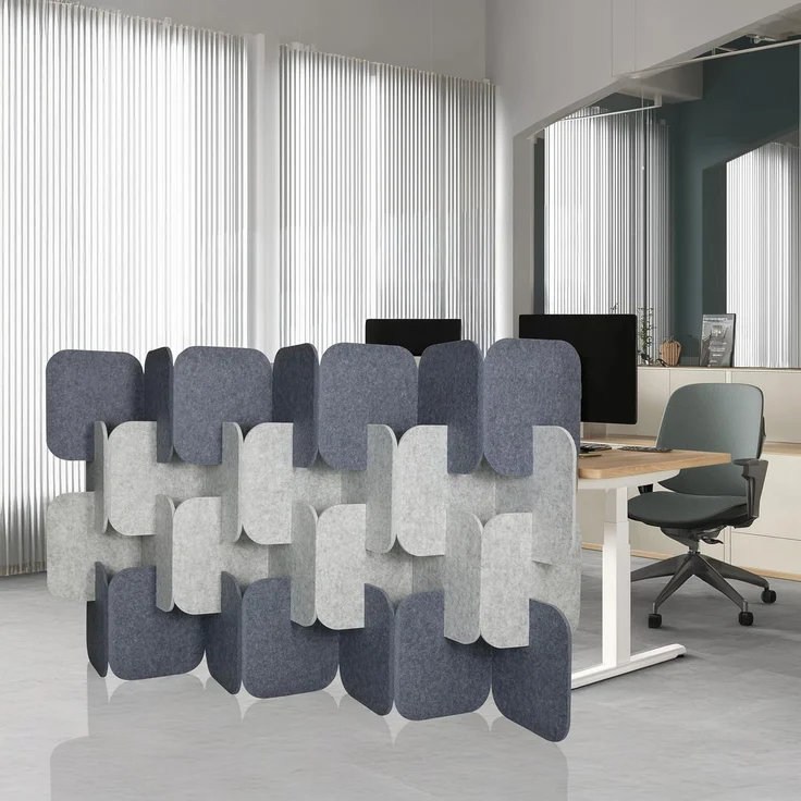 hjh OFFICE Akustik Trennwand 114x174 cm FLEXMIUT Plug 4er Set Stehwand erweiterbar, dekorativer Sichtschutz, Grau/Hellgrau – Bild 2