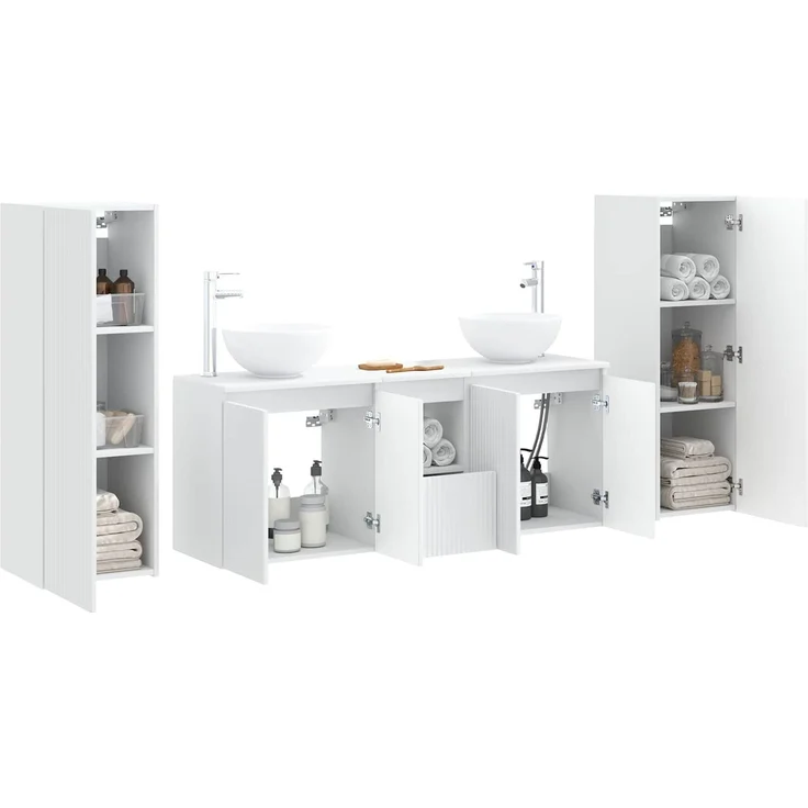 vidaXL Badezimmerschrank-Set 5 stk. Weiß 129 x 35 x 80 cm 3405983 – Bild 3