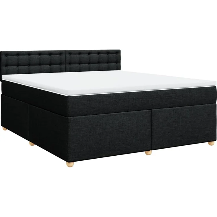 vidaXL Boxspringbett mit Matratze Schwarz 180x200 cm Stoff 3289075 – Bild 3