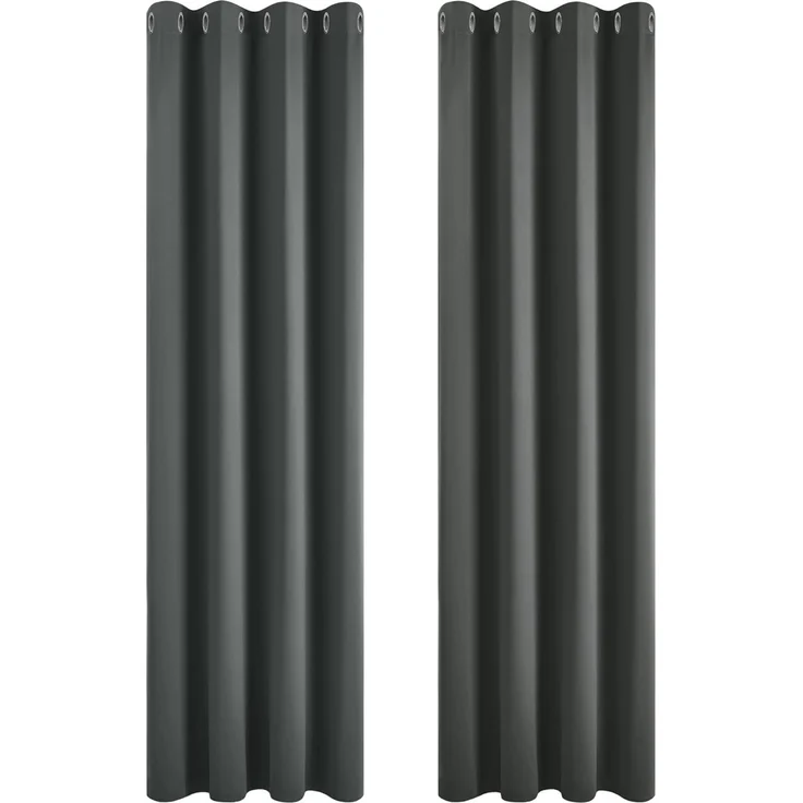Deconovo Blickdicht Gardinen mit Ösen für Schlafzimmer Thermogardine Kälteschutz Vorhang Blickdicht, 210x140 cm(HöhexBreite), Dunkelgrau, 2er Set – Bild 1