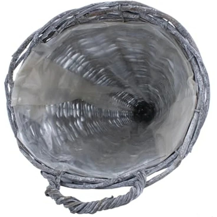 Spetebo Übertopf Wand Blumenampel 41 x 24 cm shabby grau - 2er Set (Packung, 1 St, 1 tlg), Rattan Hänge Pflanzkorb für Innen und Außen – Bild 3