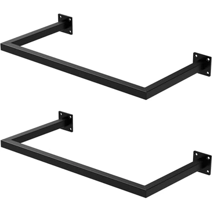 ML-DESIGN Kleiderstange Wandgarderobe Rechteck für die Wand aus Stahl inkl. Montagematerial (2 St), Garderobenstange 60x30 cm Schwarz U-Form Kleiderständer Kleidergestell – Bild 1
