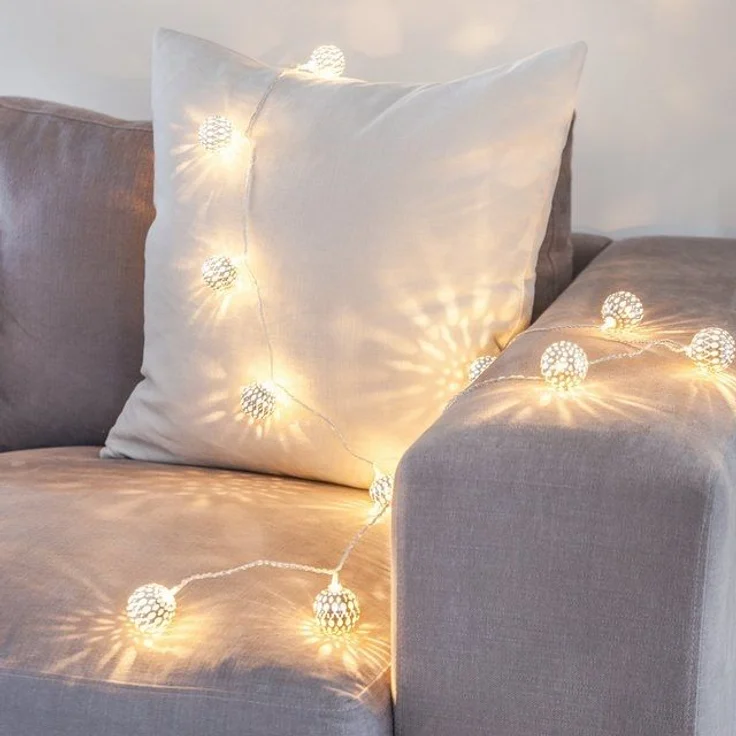 Lights4fun LED-Lichterkette 16er LED Lichterkette Marokkanische Kugeln silber 24V – Bild 4