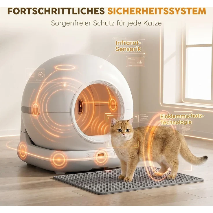 PawHut Selbstreinigende Katzenklo, ABS, Weiß, 58,1L x 47,5B x 53H cm – Bild 5